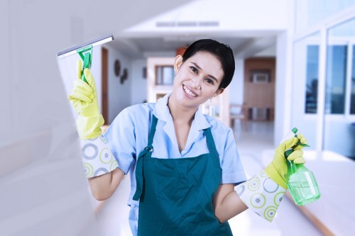 Professional carpet cleaner discussing service details and quotation