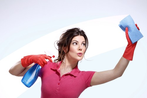 Worker reviewing a risk assessment before starting carpet cleaning